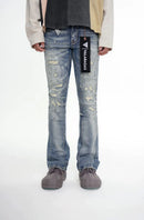VALABASAS Bald Stacked Flare Jeans – Vintage Blue
