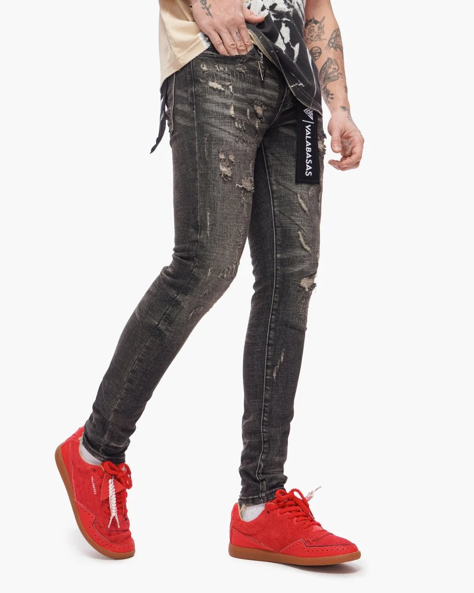 VALABASAS Collage Skinny Denim Grey Vintage Wash