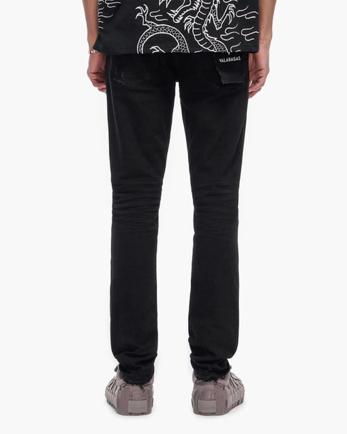 VALABASAS Collage Skinny Denim Jet Black
