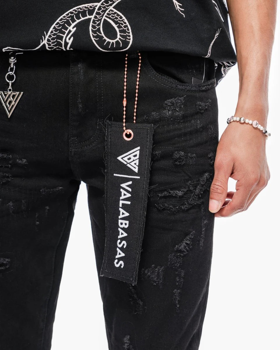 VALABASAS Collage Skinny Denim Jet Black