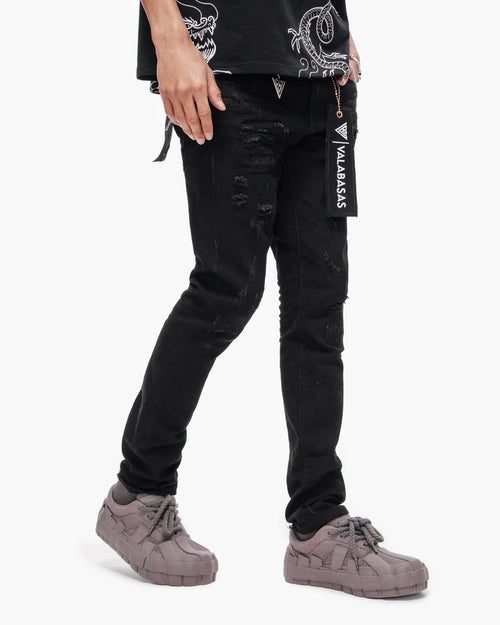 VALABASAS Collage Skinny Denim Jet Black