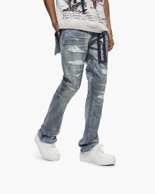 VALABASAS Graft Stacked Dirty Blue Jeans