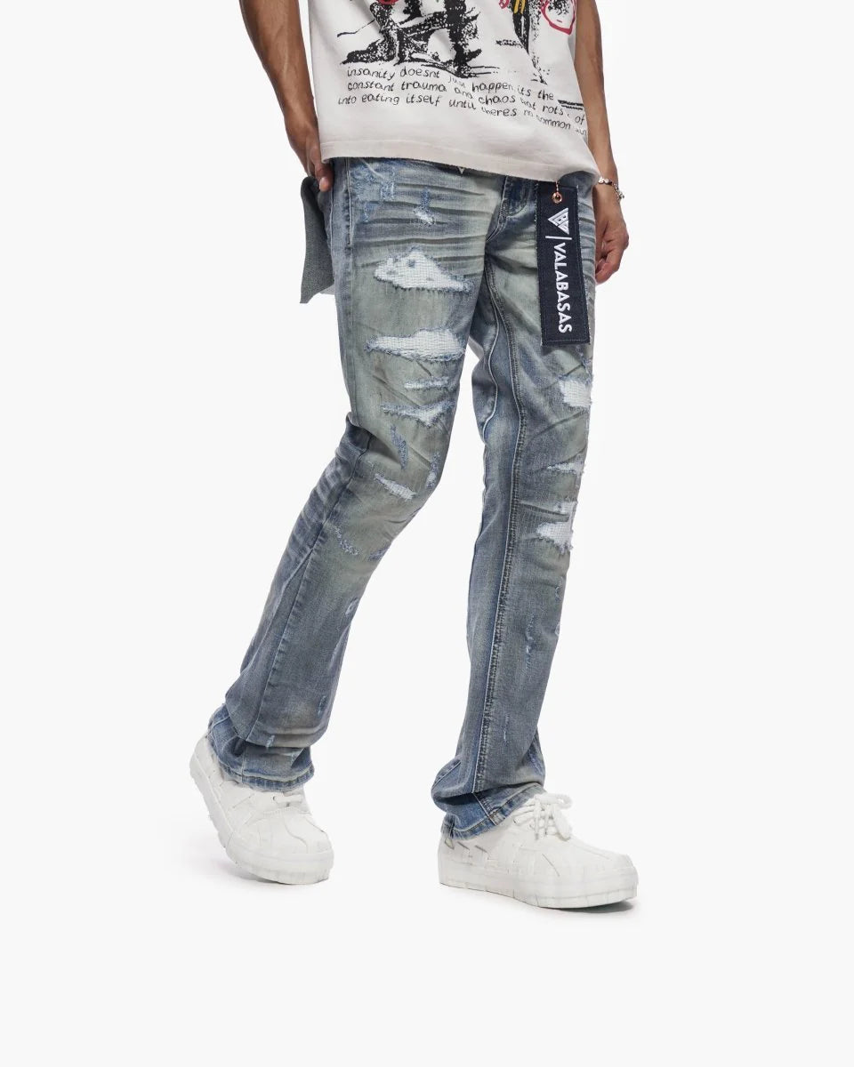 VALABASAS Graft Stacked Dirty Blue Jeans