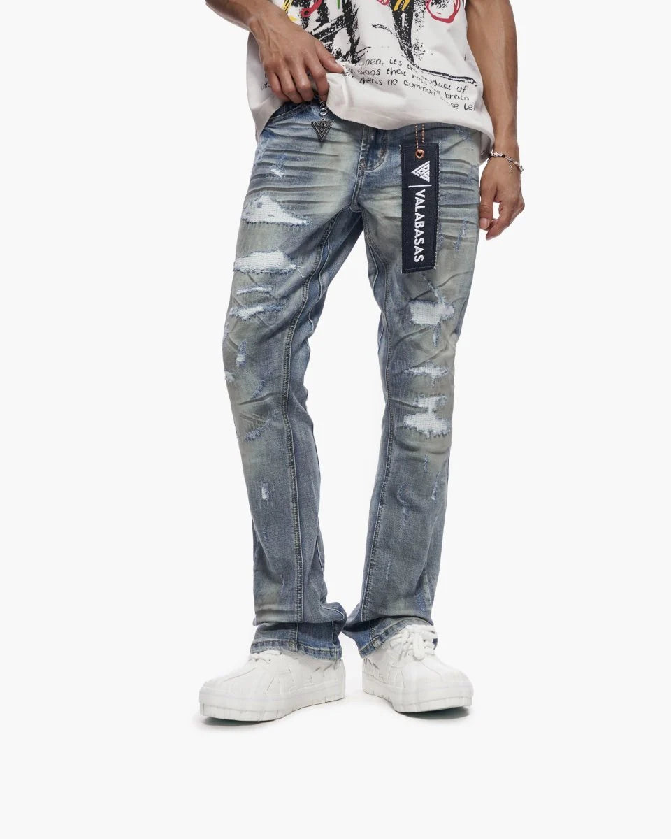 VALABASAS Graft Stacked Dirty Blue Jeans