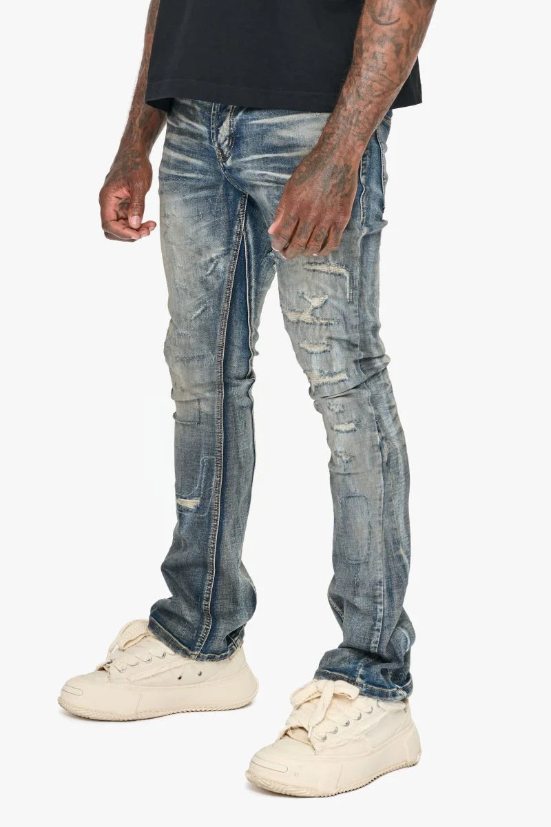 VALABASAS Hibit Vintage Blue Stacked Flare Jean