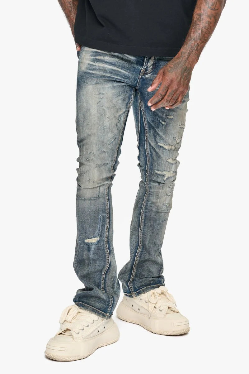 VALABASAS Hibit Vintage Blue Stacked Flare Jean
