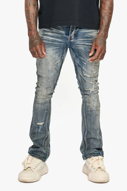 VALABASAS Hibit Vintage Blue Stacked Flare Jean