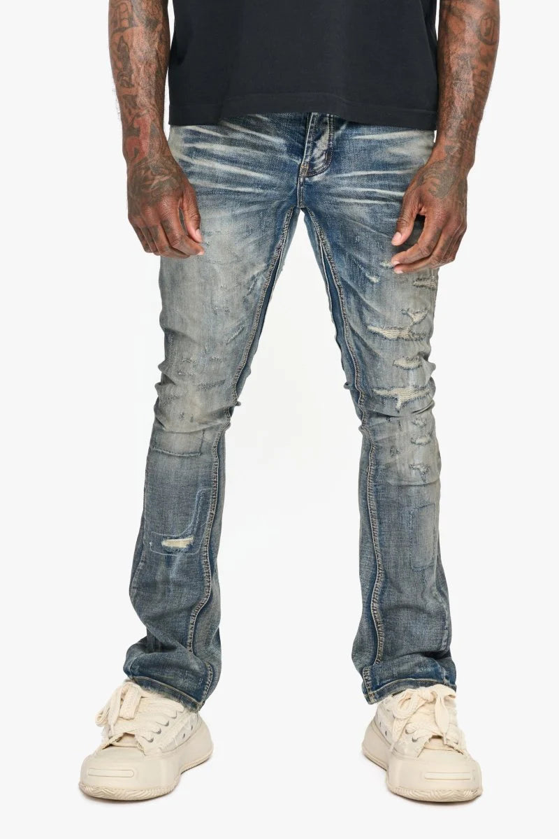 VALABASAS Hibit Vintage Blue Stacked Flare Jean