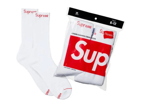 Supreme x Hanes Cushioned Crew Socks (Pack of 4) – Streetwear Collaboration