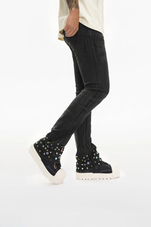 VALABASAS Ion Grey Washed Waxed Stacked Jean