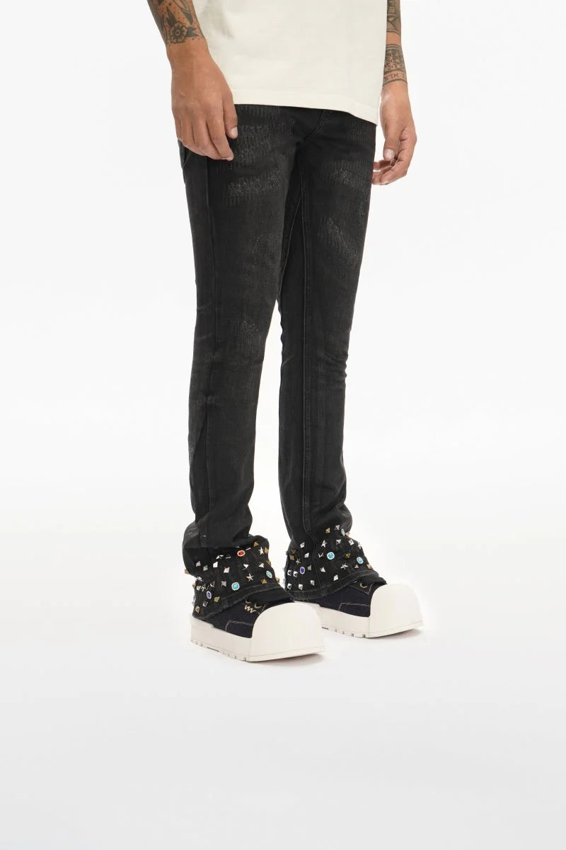 VALABASAS Ion Grey Washed Waxed Stacked Jean