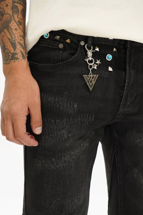 VALABASAS Ion Grey Washed Waxed Stacked Jean