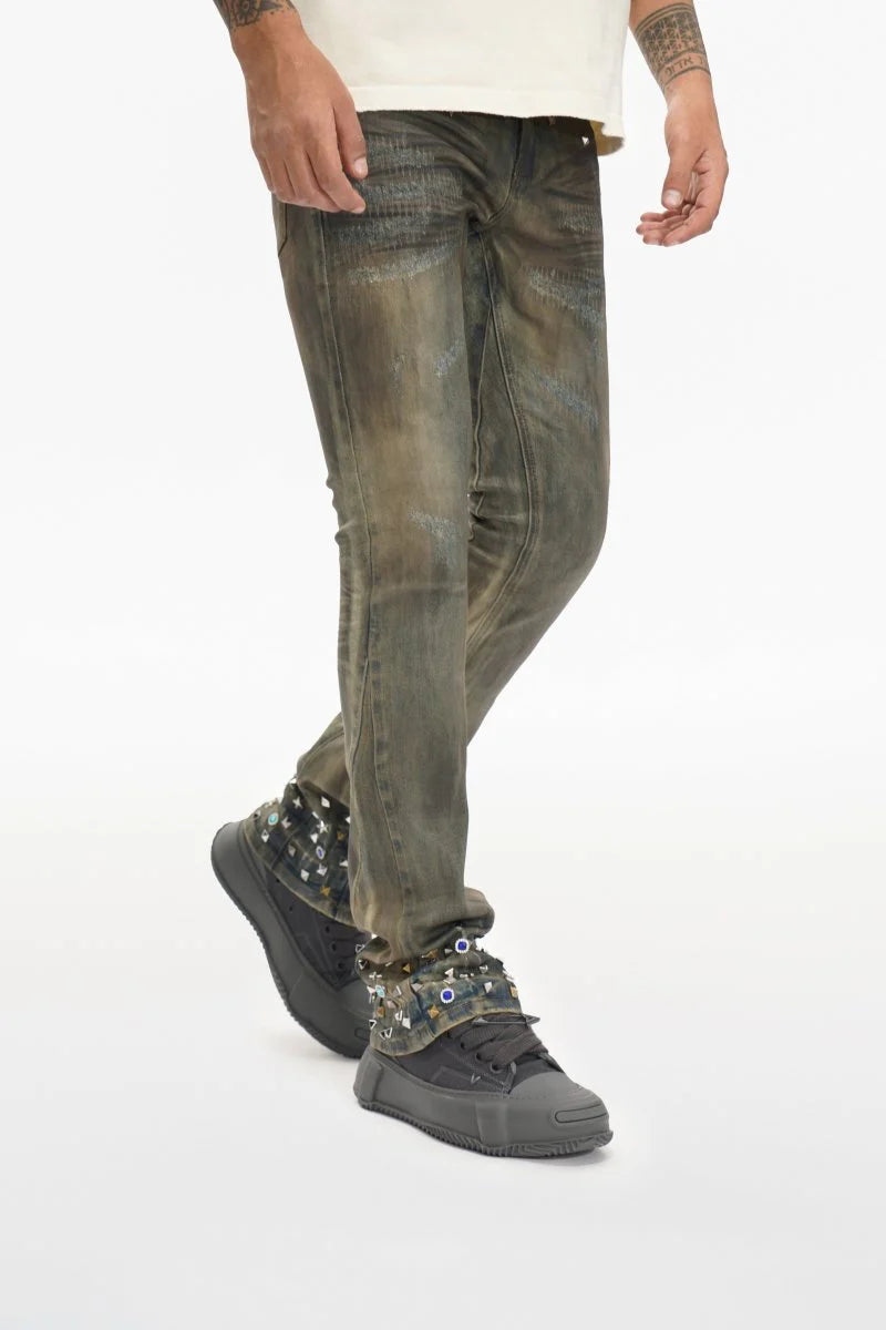 VALABASAS Ion Lt Dirt Vintage Wash Waxed Stacked Jean
