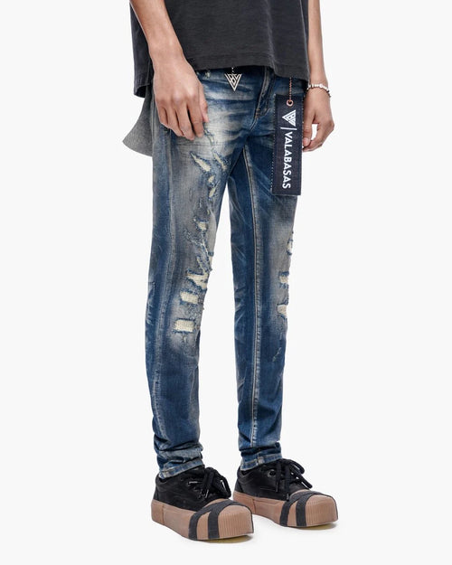 VALABASAS Leader Dark Blue Wash Skinny Jeans