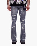 VALABASAS Provide Stacked Dark Blue Wash Jeans – Distressed Denim with Embellished Detail
