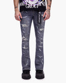 VALABASAS Provide Stacked Dark Blue Wash Jeans – Distressed Denim with Embellished Detail