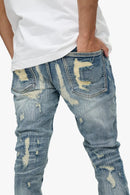 VALABASAS Tearaway Skinny Jean – Dark Blue Wash