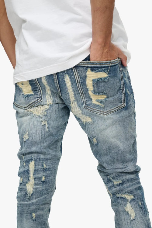 VALABASAS Tearaway Skinny Jean – Dark Blue Wash