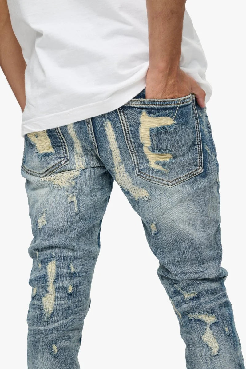 VALABASAS Tearaway Skinny Jean – Dark Blue Wash